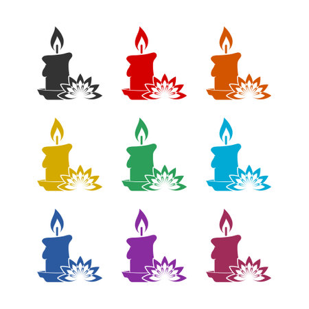 Aromatic candle icon isolated on white background color setのイラスト素材