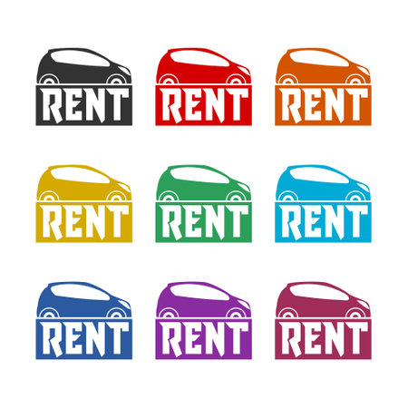 Rent a car icon isolated on white background color setのイラスト素材