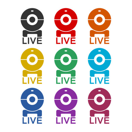 Live web cam icon isolated on white background color setのイラスト素材