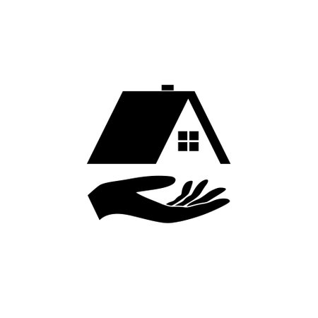 Black House in hand icon isolated on white backgroundのイラスト素材