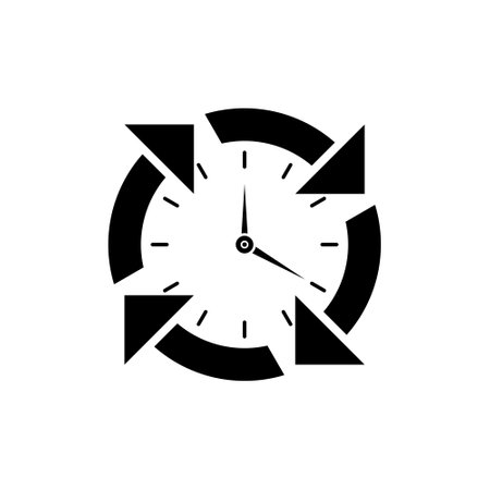 Clock with arrow icon isolated on white backgroundのイラスト素材