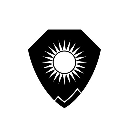 Shield sun protection icon isolated on white backgroundのイラスト素材