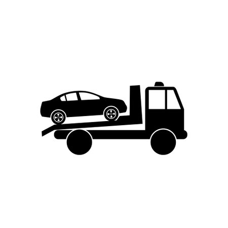 Tow truck city road assistance service icon isolated on white backgroundのイラスト素材