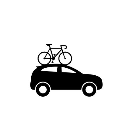 Bicycle on a car roof icon isolated on white backgroundのイラスト素材