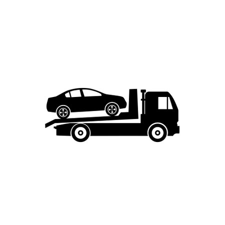 Tow truck city road assistance service icon isolated on white backgroundのイラスト素材