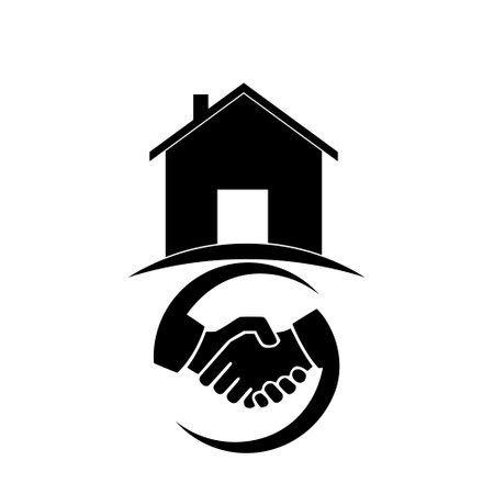 House buying handshake icon isolated on white backgroundのイラスト素材
