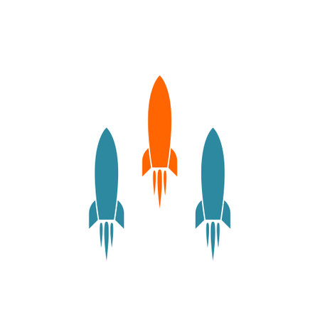 Three rockets fly up icon isolated on white backgroundのイラスト素材