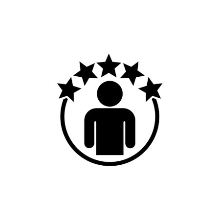 Customer experience icon. Five star satisfaction rating icon isolated on white backgroundのイラスト素材