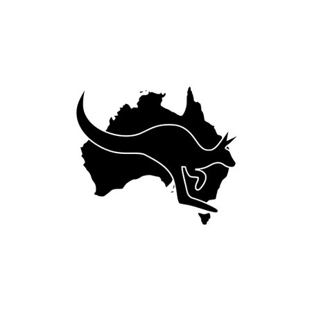 Australia map kangaroo icon isolated on white backgroundのイラスト素材
