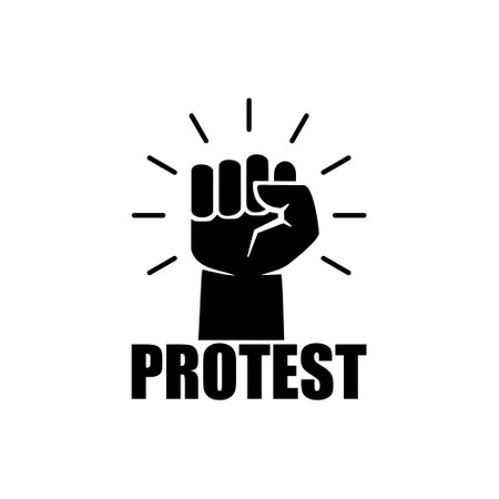 Protest strong fist raised fight icon isolated on white backgroundのイラスト素材