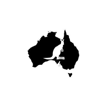 Australia map kangaroo icon isolated on white backgroundのイラスト素材