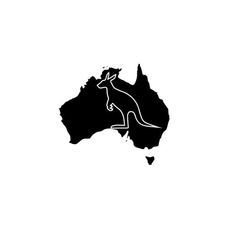 Australia map kangaroo icon isolated on white backgroundのイラスト素材