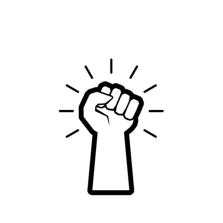 Protest strong fist raised fight icon isolated on white backgroundのイラスト素材