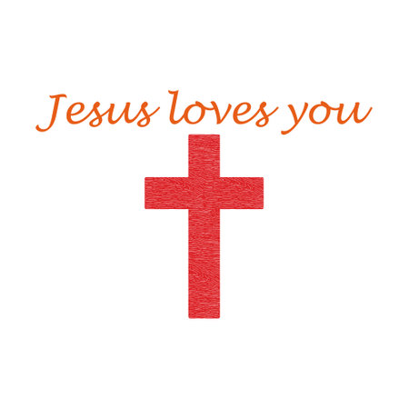 Christian cross and quote Jesus loves you icon isolated on white backgroundのイラスト素材