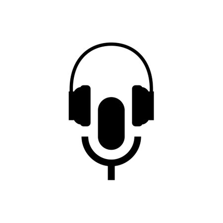 Headphone with microphone icon isolated on white backgroundのイラスト素材
