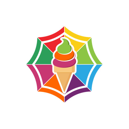 Ice cream and umbrella icon isolated on white backgroundのイラスト素材