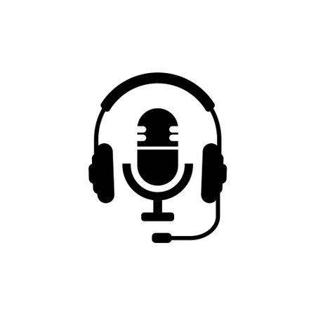 Headphone with microphone icon isolated on white backgroundのイラスト素材