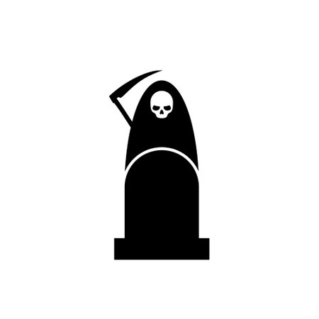 Gravestone and death icon isolated on white backgroundのイラスト素材