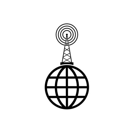 World broadcasting news antenna icon isolated on white backgroundのイラスト素材