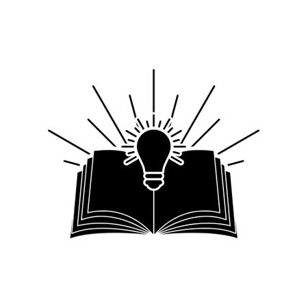 Light bulb and open book icon isolated on white backgroundのイラスト素材