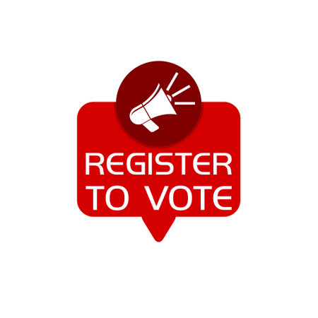 Megaphone with Register to vote icon isolated on white backgroundのイラスト素材