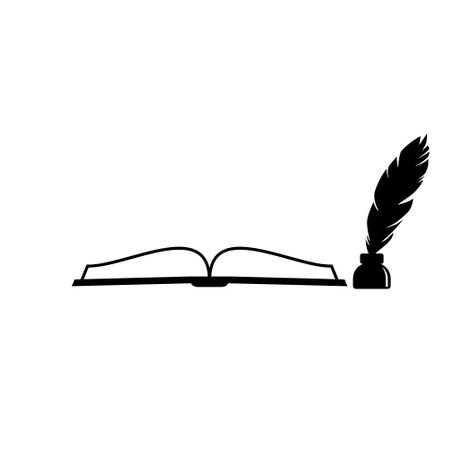 Old vintage open book and ink pen icon isolated on white backgroundのイラスト素材