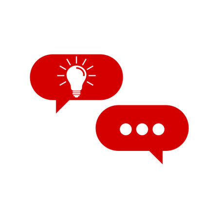 Idea chat icon. Idea with speech bubble icon isolated on white backgroundのイラスト素材