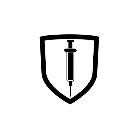 Vaccination protection shield icon isolated on white backgroundのイラスト素材