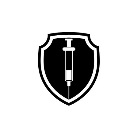 Vaccination protection shield icon isolated on white backgroundのイラスト素材