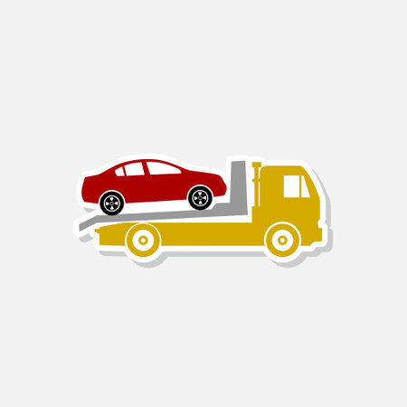 Tow truck icon isolated on gray backgroundのイラスト素材