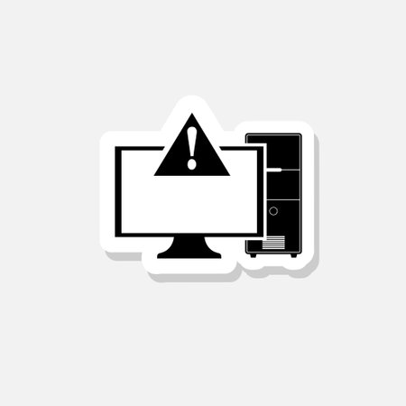 Computer alert icon isolated on gray backgroundのイラスト素材