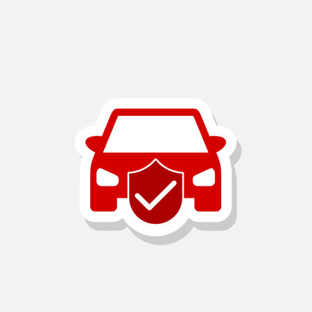 Car with shield icon isolated on gray backgroundのイラスト素材