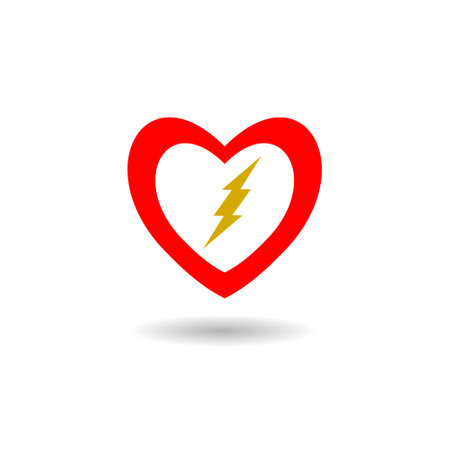 Heart and lightning icon with shadowのイラスト素材