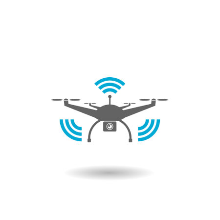 Smart drone icon with shadowのイラスト素材
