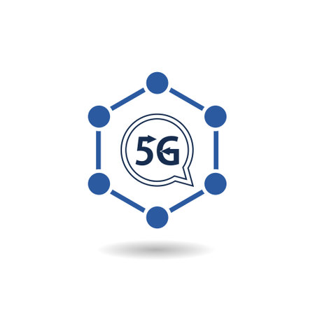 Simple 5G network icon with shadowのイラスト素材