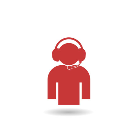 Call center agent icon with shadowのイラスト素材