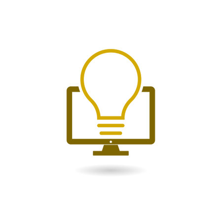 Light bulb idea icon with shadowのイラスト素材