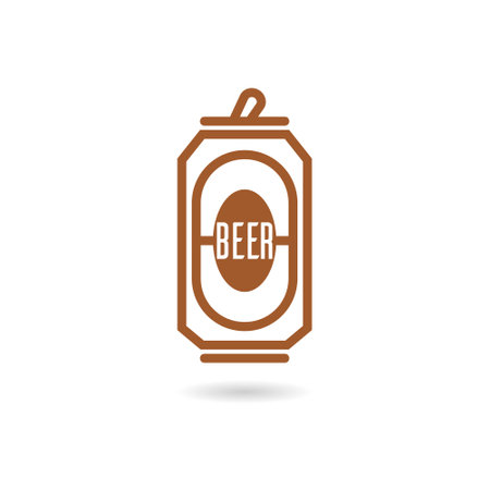Beer can icon with shadowのイラスト素材
