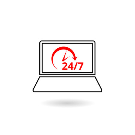 Laptop 24 hour service support iconのイラスト素材