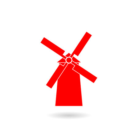 Simple windmill icon with shadowのイラスト素材