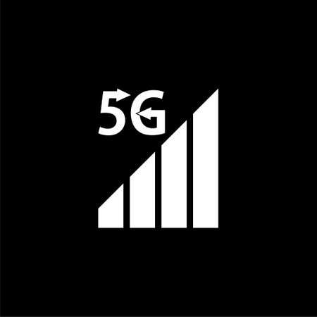 5g network icon isolated on dark backgroundのイラスト素材