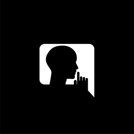 Keep silence concept icon isolated on dark backgroundのイラスト素材