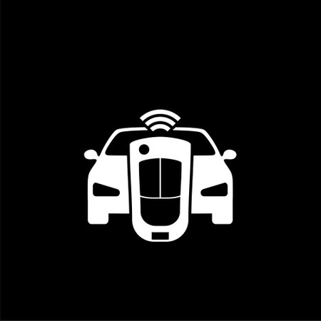 Remote car key icon for web design isolated on dark backgroundのイラスト素材