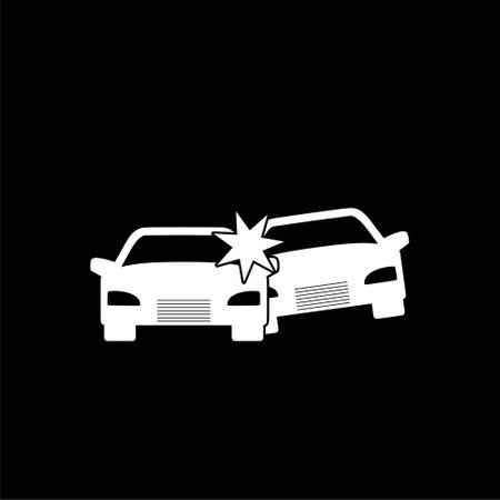 Car accident speed crash icon isolated on dark backgroundのイラスト素材