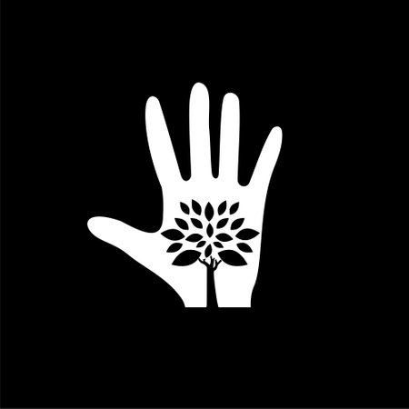 Plant in hand icon isolated on dark backgroundのイラスト素材