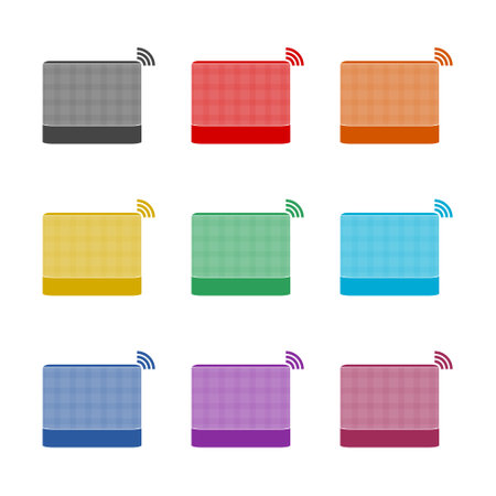Bluetooth speakers color icon set isolated on white backgroundのイラスト素材