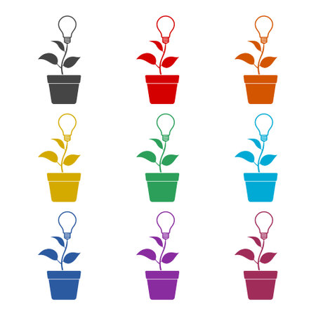 Light bulb pot color icon setのイラスト素材