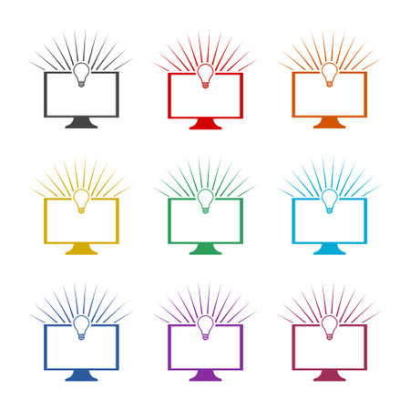 idea color icon set isolated on white backgroundのイラスト素材