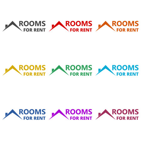 Rooms for rent color icon setのイラスト素材