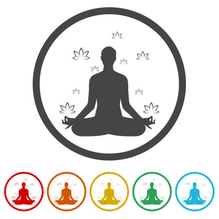 Buddhist yoga pose ring icon isolated on white backgroundのイラスト素材